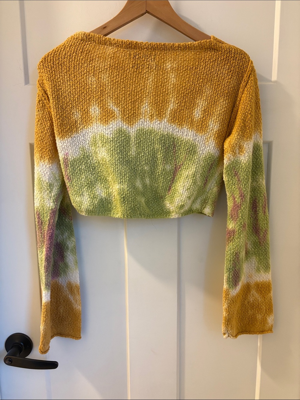 Urban Outfitters Mustard Green Tie-Dye Cropped Twist Sweater - Picture 6 of 7